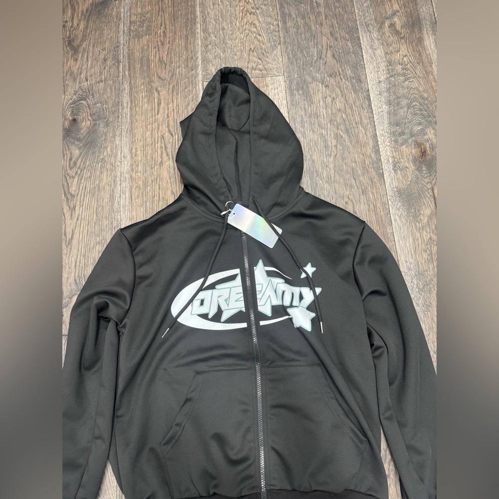 SHEIN Black Graphic Hoodie Jacket